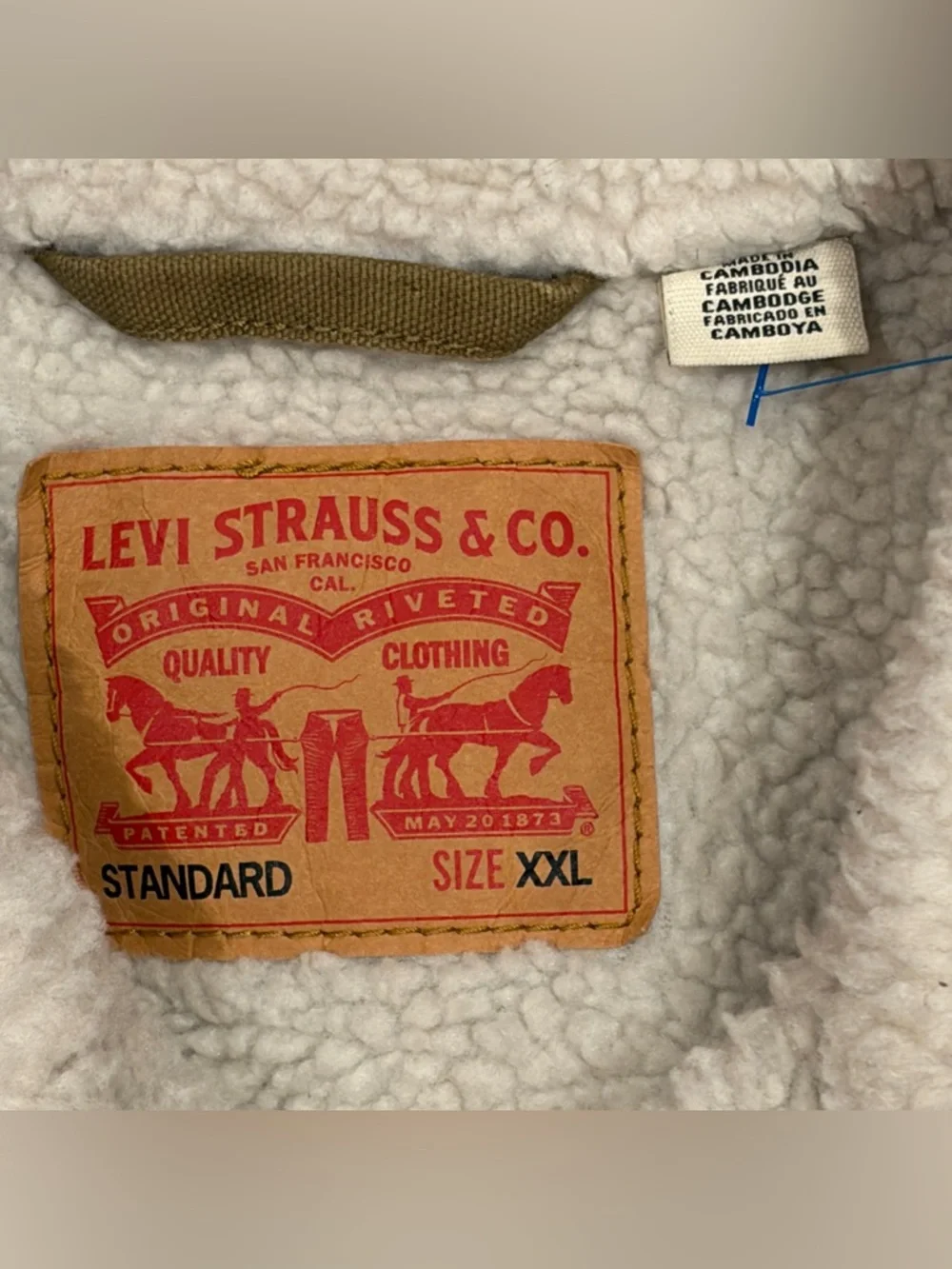 Levi's Men's Sherpa Lined Brown Canvas Trucker Jacket Size XXL 16365-0122 EUC - Picture 3 of 9